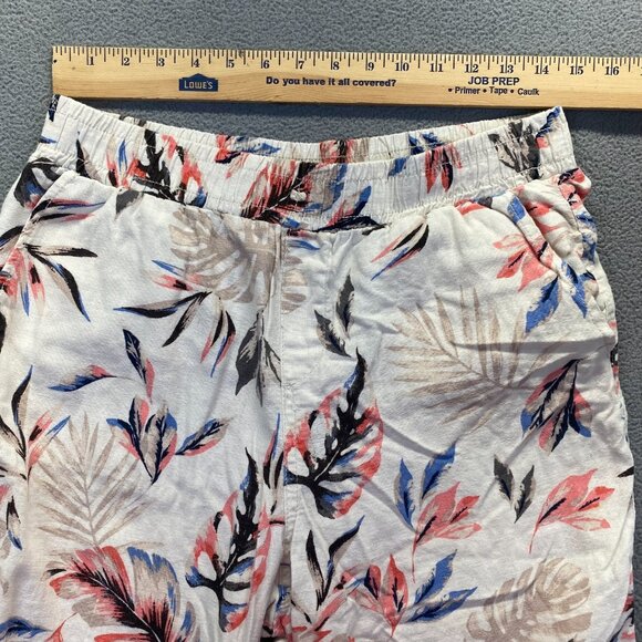 Linen‎ Floral Pants Womens Size L Multicolor Pockets Wide Leg,Elastic Waist - Picture 4 of 9